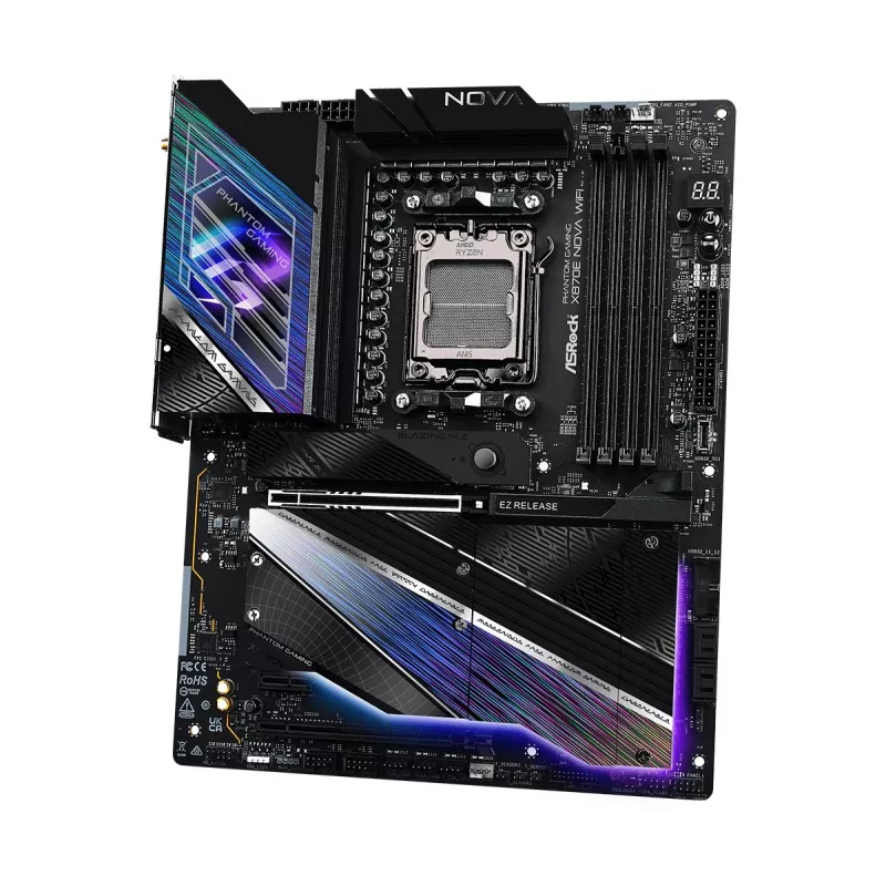 Mātesplate ASROCK MK X870E NOVA WIFI AMD X870E Socket AM5 ATX, DDR5, 4x DIMM, 256GB, Wi‑Fi 7, BT 5.4, 5Gb LAN, PCIe Gen5 M.2