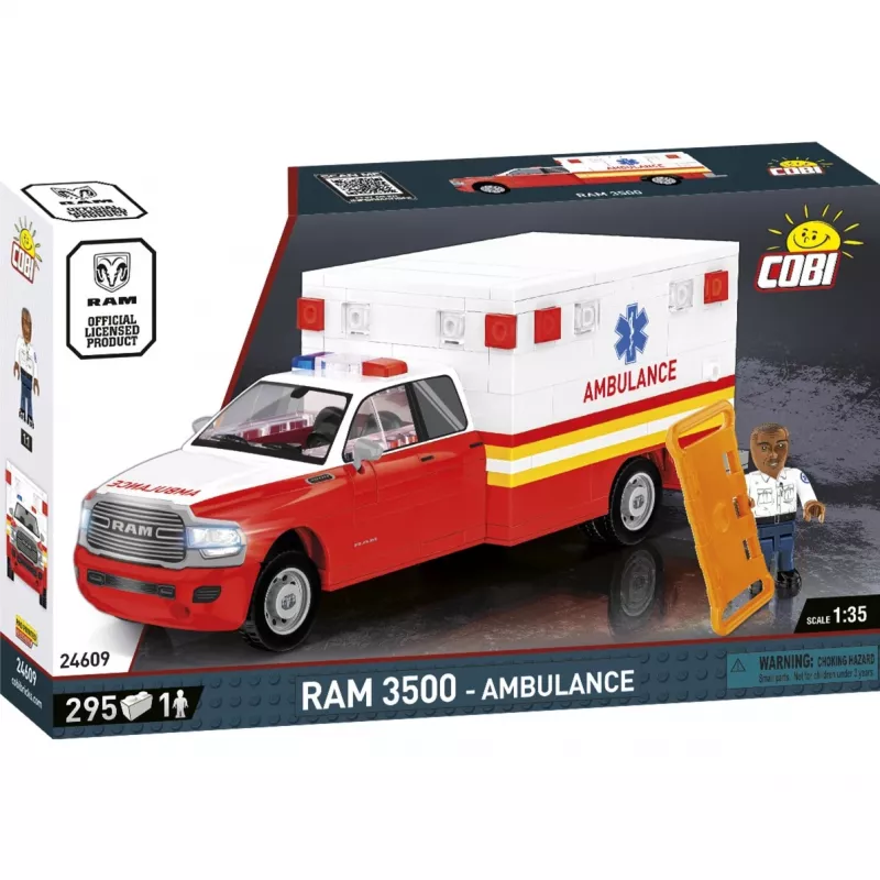 Konstruktora rotaļlieta Cobi RAM 3500 ātrās palīdzības auto modelis 24609 celtniecības bloku komplekts
