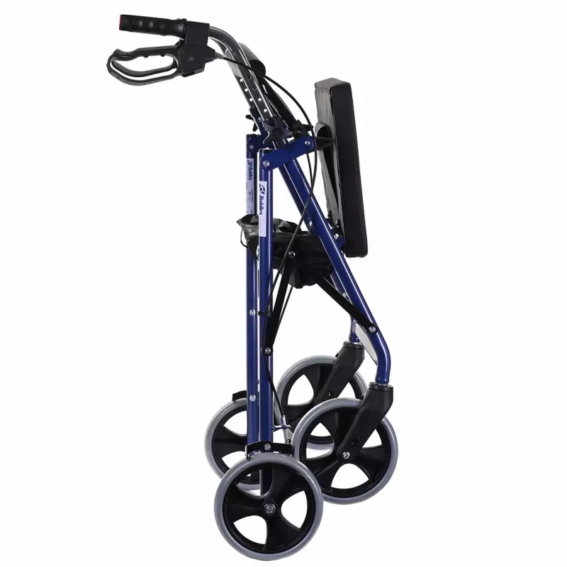 Četru riteņu rollators ar sēdekli, zils/melns