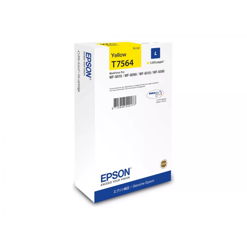Epson C13T75644N tintes kasetne 1 gab. Oriģināla Augstas (L) ietilpības Dzeltena