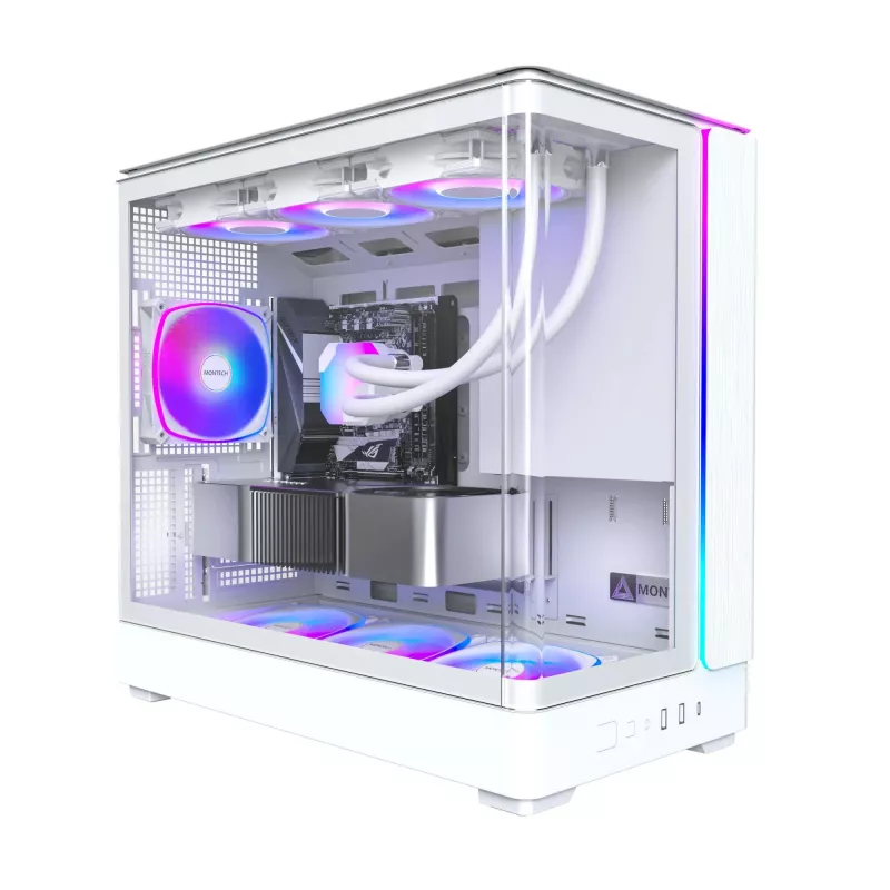 PC Case Montech KING 15 PRO balta — Micro ATX / Mini-ITX, Midi Tower