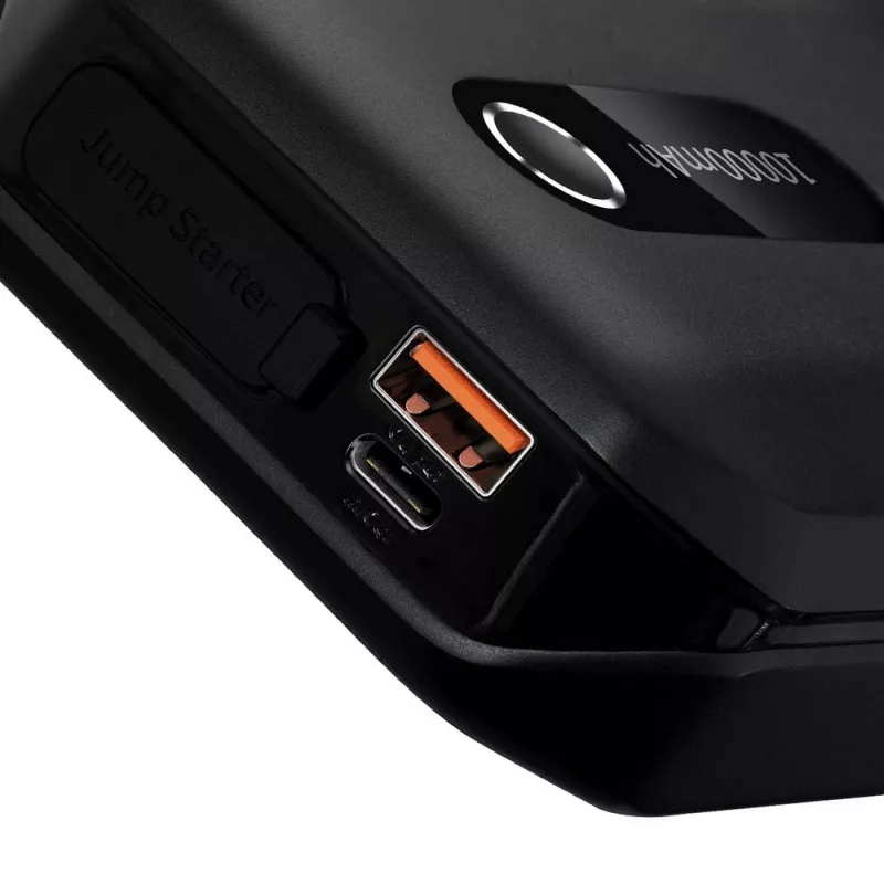 Ārējais akumulators/iedarbināšanas starteris Baseus Pro+ automašīnas iedarbināšanas starteris, 12000mAh, 1200A, USB (melns)
