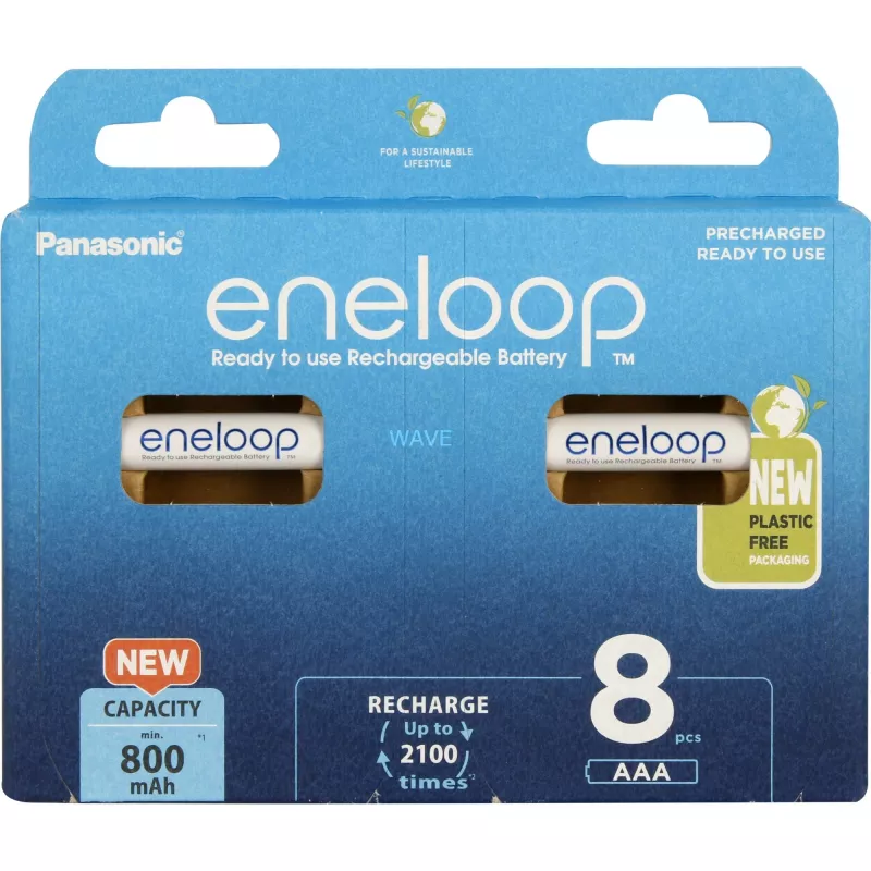 Uzlādējamās baterijas PANASONIC ENELOOP AAA 800 mAh 8 gab. (BK-4MCDE/8HH)