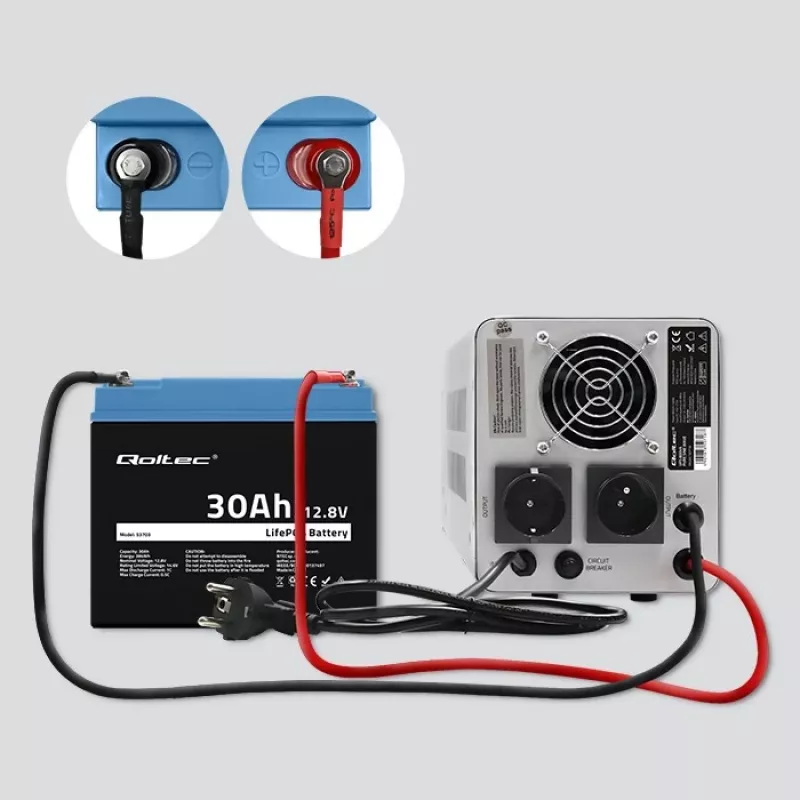 Uzlādējama LiFePO4 baterija QOLTEC 12.8V 30Ah 384Wh ar BMS