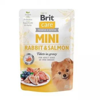 Mitrā suņu barība Brit Mini Rabbit & Salmon 85 g — BRIT Care bez graudiem, bez glutēna, pieaugušiem mazo šķirņu suņiem