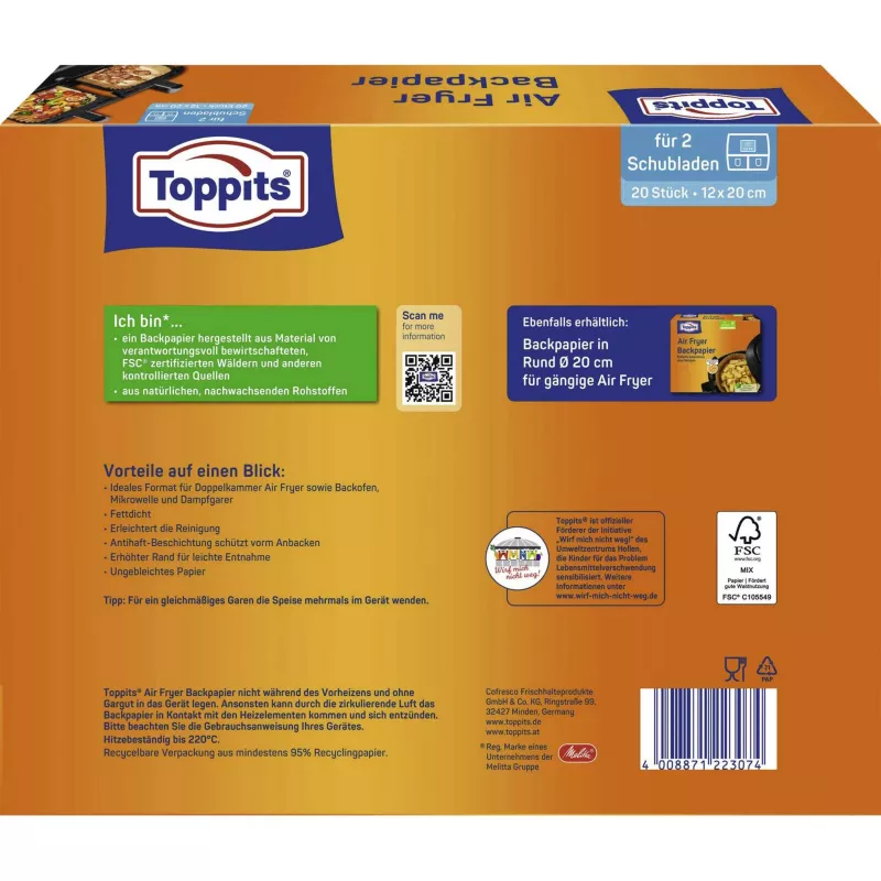 Toppits cepamais papīrs gaisa fritierim (12x20cm)