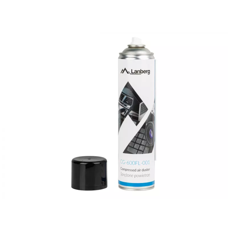 Saspiesta gaisa putekļu pūtējs LANBERG CG-600FL-001 — 600 ml, datoru tīrīšanai, melns/zils/baltss