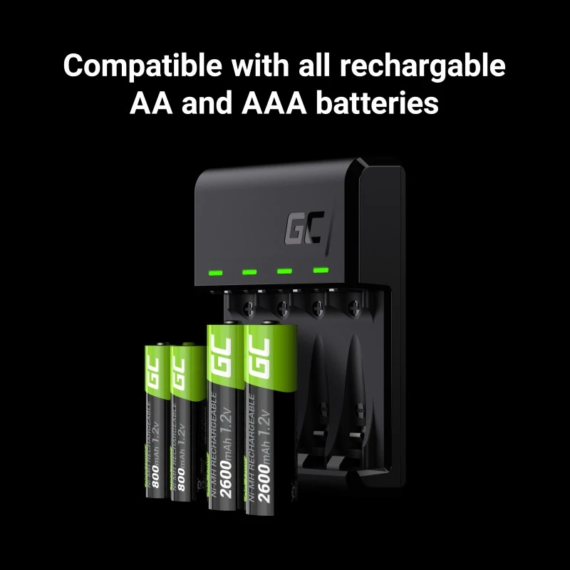 Akumulatora uzlādes ierīce zaļa Cell GC VitalCharger ar 4× AA 2000mAh NiMH baterijām