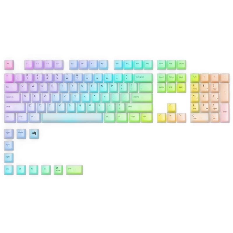 Mehānisko taustiņu vāciņu komplekts Triton Glorious Polychroma RGB — 115 taustiņi, skulptēts profils