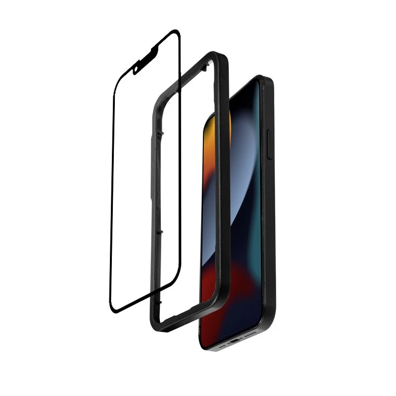 Rūdīta stikla ekrāna aizsargs Crong iPhone 16e / 14 / 13 / 13 Pro — 3D pilns pārklājums