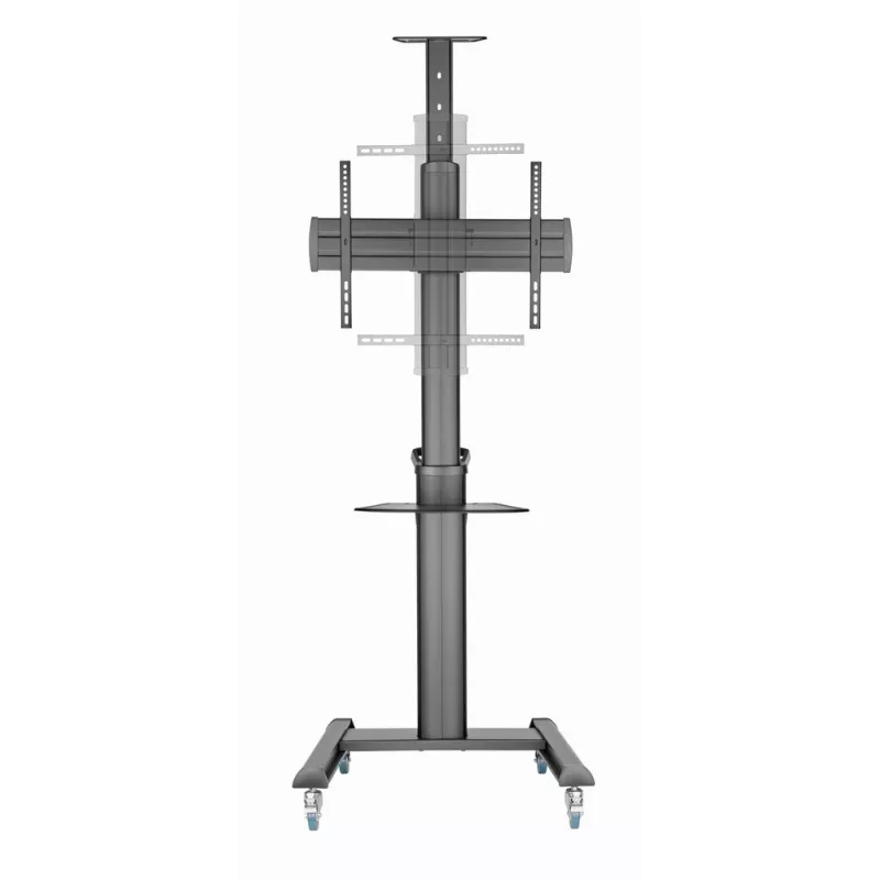 Grīdas TV statīvs Gembird TVS-70T-02 37 collu–70 collu ekrāniem, maks. 70 kg, VESA 200x200–600x400, slīpums ±5°/−12°, regulējams augstums, ritentiņi, kabeļu pārvaldība