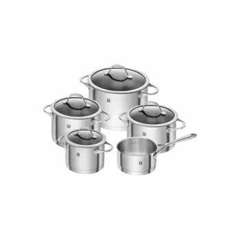 ZWILLING Essence 5 daļu nerūsējošā tērauda trauku komplekts ar stikla vākiem