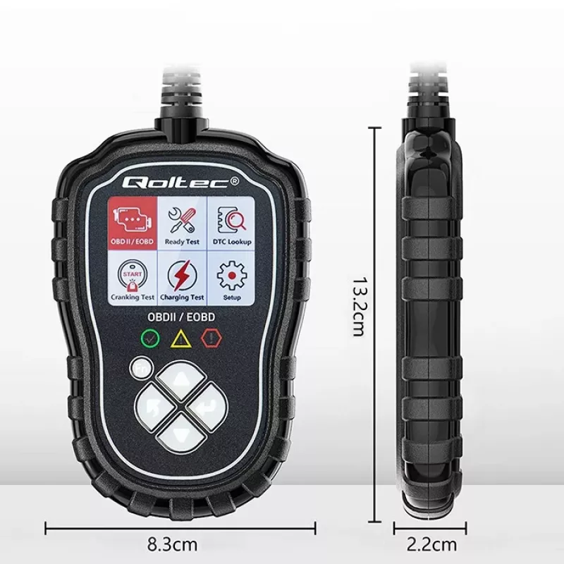 OBDII diagnostikas testētājs QOLTEC ProLine 50685 — transportlīdzekļa OBD-II skeneris 8V/25V sistēmām