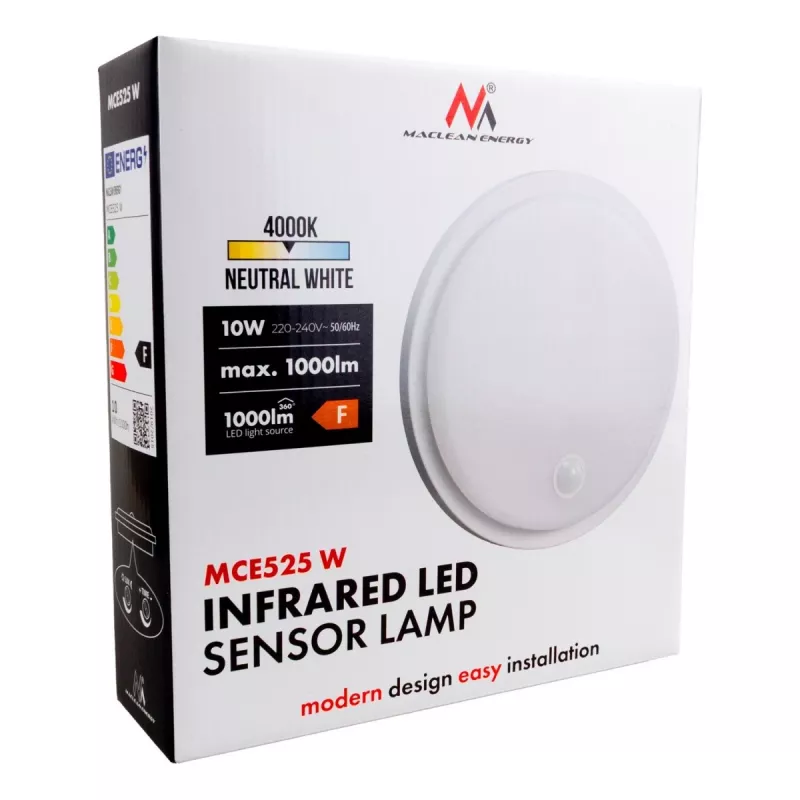 Āra LED lampa ar PIR sensoru MACLEAN MCE525 W — āra LED gaismeklis ar kustības sensoru