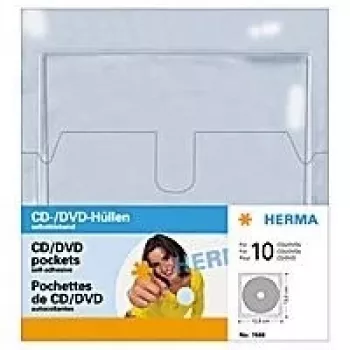 Uzmavu maciņš HERMA CD/DVD kabatiņas 129x130 mm 10 kabatiņas