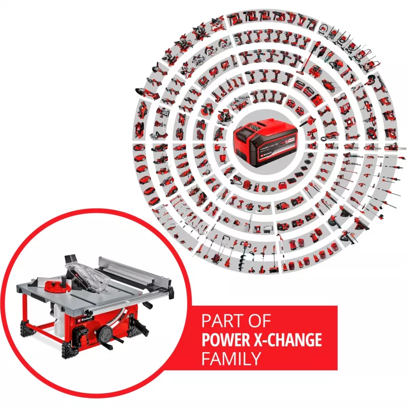 Power X-Change akumulatora galda zāģis TE-TS 36/210 Li-Solo, 36 volti (2x18V) (sarkans, bez akumulatora un lādētāja)