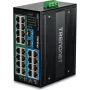 TRENDnet rūpnieciskais slēdzis 26 porti Gbit PoE+ metāla DIN-sliedei (TI-PG262)