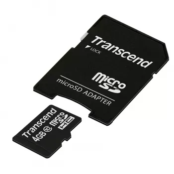 Flash atmiņa Transcend 4GB MicroSDHC Class 10 ar adapteri