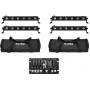 EUROLITE LED Bar Set 4x LED BAR-6 QCL RGBW ar 2 mīkstajiem somām un kontrolieri