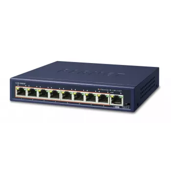 PLANET GSD-908HP - slēdzis - 8 x 10/100/1000 (PoE+) + 1 x 10/100/1000 (augšupsaites ports) - galddatora - PoE+ (GSD-908HP)