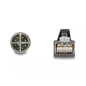 Tīkla kabelis DeLOCK M12 Kabelis X-kodēts 8 kontaktu vīrišķais uz RJ45 vīrišķais PUR (TPU) 1 m