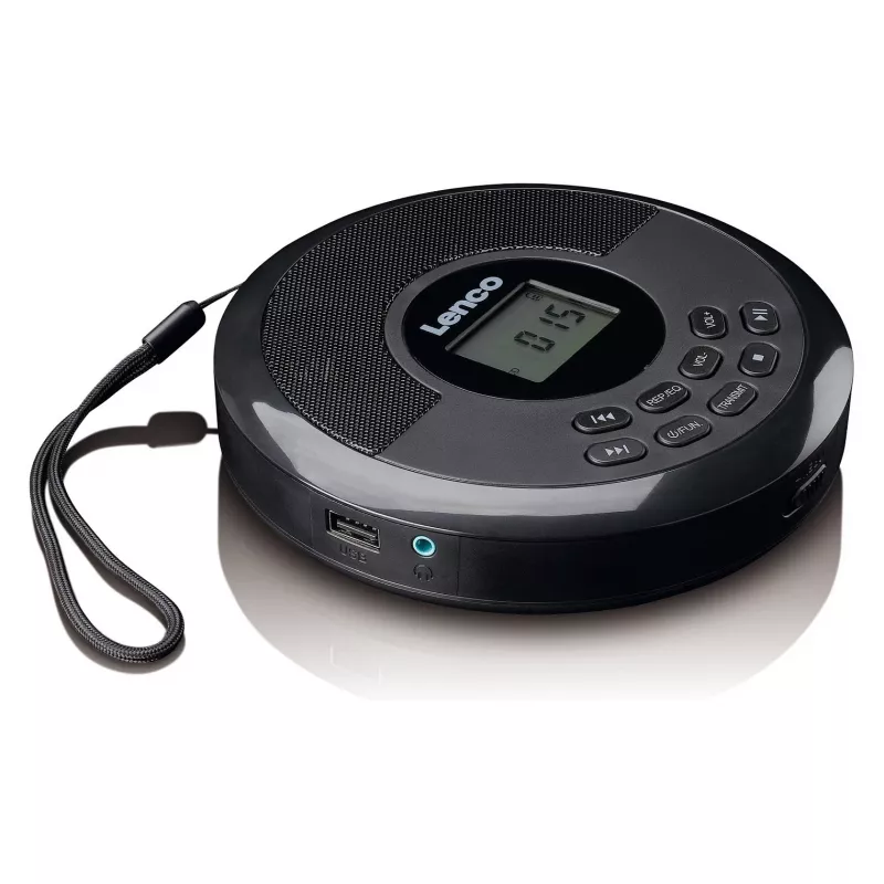 Portable CD player Lenco CD-340BK — Melns, portable design