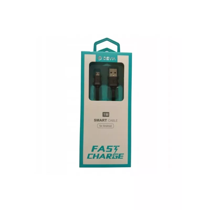 USB uzlādes kabelis Devia Micro Smart Series V2 5V 2.1A 1 m, melns