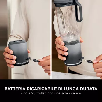 Ninja Blast Max BC251EUGY bezvadu portatīvais blenderis, 0,57 l, tērauda asmeņi, pelēks