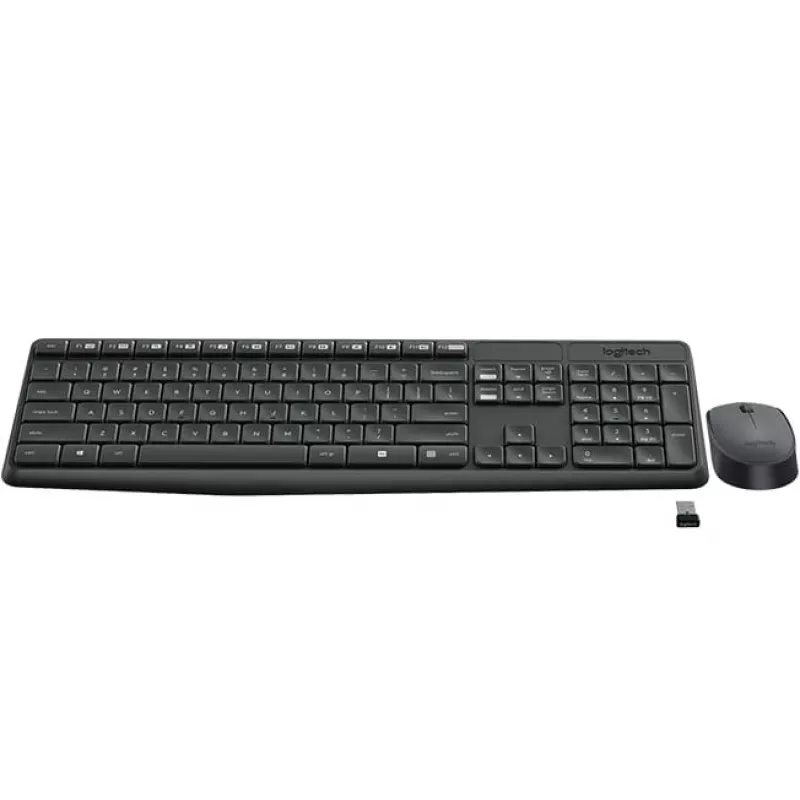 Logitech MK235 - Tastatūras un peles komplekts - Bezvadu - 2,4 GHz - Portugāles