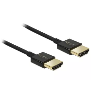 DeLOCK Slim Premium - Video-/Audio-/Tīkla kabelis - 36 AWG - HDMI, 19 kontaktu (vīriešu) - HDMI, 19 kontaktu (vīriešu) - 1,0 m - Trīskārša izolācija - Melns (84771)
