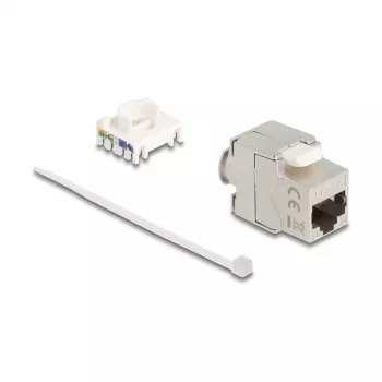 Delock 90723 Keystone modulis slim RJ45 uz LSA Cat.6A, ekranēts, 180 grādi, bez instrumentiem