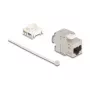 DELOCK 90723 keystone modulis — plakans RJ-45 ieliktnis, sudrabains/baltys, 16×28,5×22,6 mm
