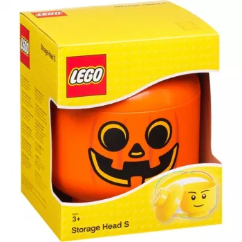 LEGO Storage Head pumpkin, klein, Storage Box orange/Melns