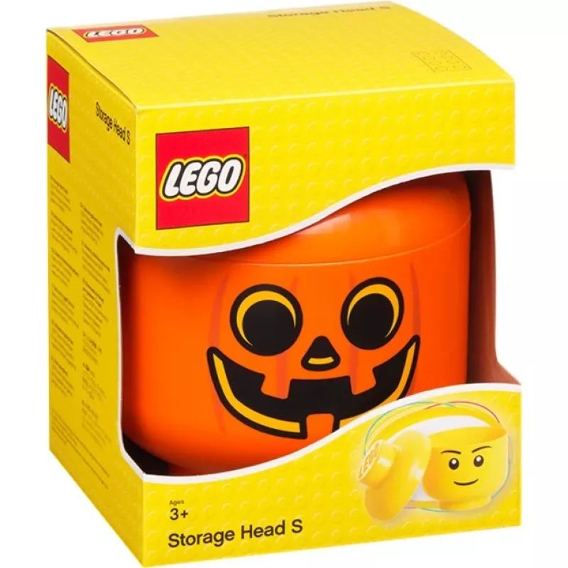 LEGO Storage Head pumpkin, klein, Storage Box orange/Melns
