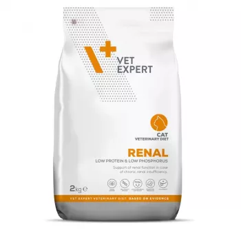 Sausā kaķu barība VETEXPERT Renal veterinārā diēta pieaugušiem kaķiem 2 kg — olu garša, olbaltumvielas 22%, tauki 18%