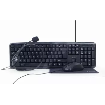Gembird KBS-UO4-01 tastatūra, pele iekļauta, birojam, USB, QWERTY, ASV angļu, melna