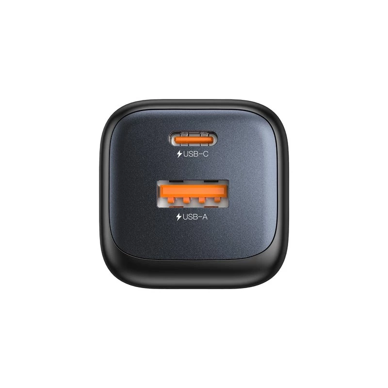 Sienas lādētājs Unitek P1128ABK01-EU — 2 portu GaN USB-C un USB-A, kopējā jauda 20W, melns