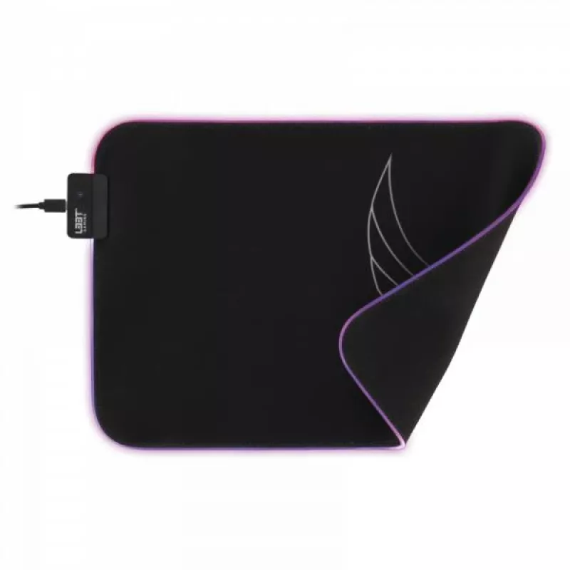 L33T Gaming 160405 Karlvagn RGB Gaming pelēkais paliktnis, vidēja izmēra, ātra virsma. 355 x 255 x 3 mm, melns