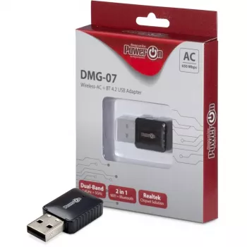 Inter-Tech DMG-07 - Bezvadu - USB - Wi-Fi / Bluetooth - Wi-Fi 5 (802.11ac) - 650 Mbit/s - Melns (88888146)