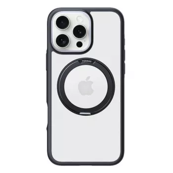 Aizsargājošs telefona maciņš Torras Ostand R Fusion iPhone 16 Pro — melns