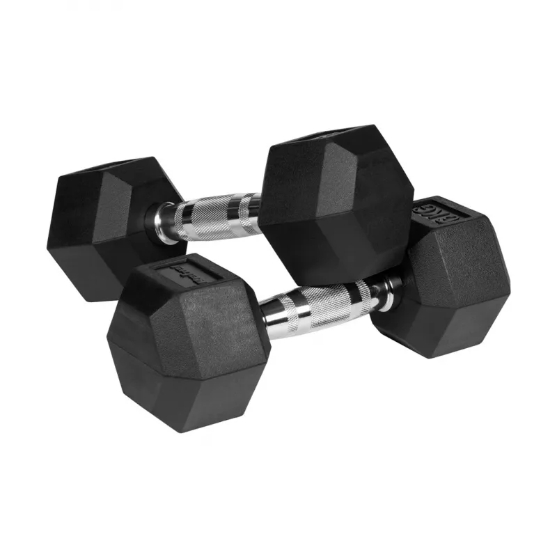 Gumijotas čuguna hanteles HEX 2x6 kg REBEL ACTIVE