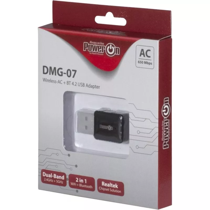 Inter-Tech DMG-07 - Bezvadu - USB - Wi-Fi / Bluetooth - Wi-Fi 5 (802.11ac) - 650 Mbit/s - Melns (88888146)