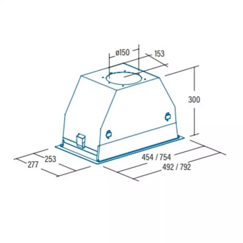 Iebūvējams tvaika nosūcējs CATA GC DUAL BK — 492 mm platums, 1200 m³/h, metāla filtrs, 50 dB