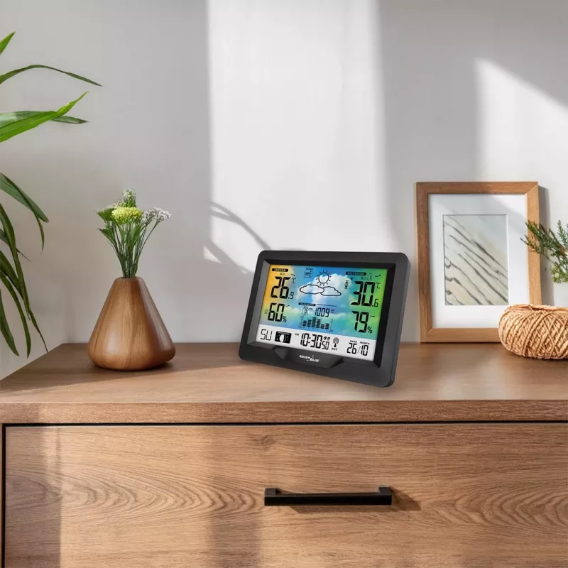 Bezvadu meteostacija GreenBlue GB540N — iekštelpu un āra temperatūras un mitruma monitorings