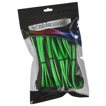 Kabeļa pagarinātāju komplekts CableMod CM-CAB-CKIT-N86KKLG-R — 8+6-pin strāvas pagarinātāji, melns/zaļš