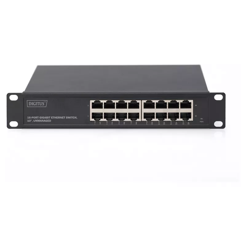 Tīkla slēdzis DIGITUS 10 collu Gigabit Ethernet 16 portu nevadāms (plaukta modulis)