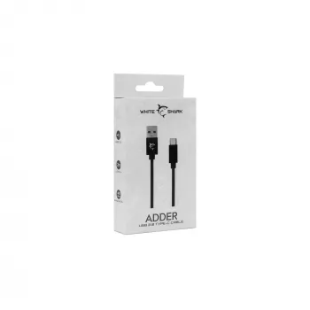 USB uz USB-C kabelis White Shark Adder 2 m — uzlādes un datu pārraides kabelis, balts