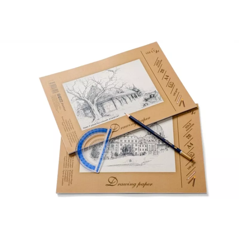 Zīmēšanas un skiču papīrs SMLT A4, 160 g/m², 20 loksnes, līmēts