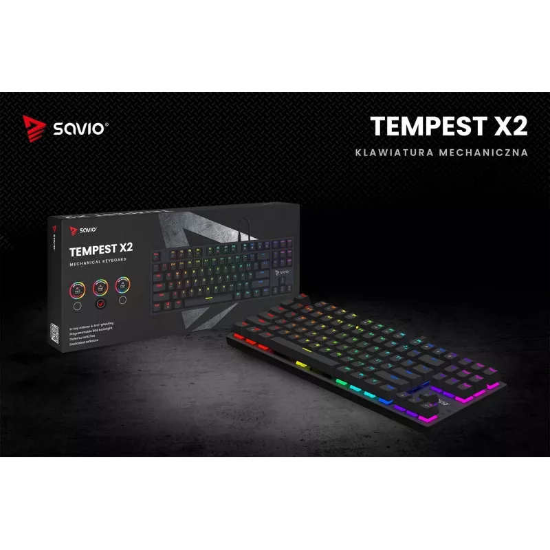 Savio mehāniskā tastatūra RGB Tempest X2 Outemu Brown