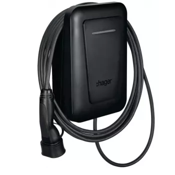 Wall-mount EV charging station Hager witty one 11 kW 3-phase with RFID, Bluetooth and 4.5 m Type 2 kabelis